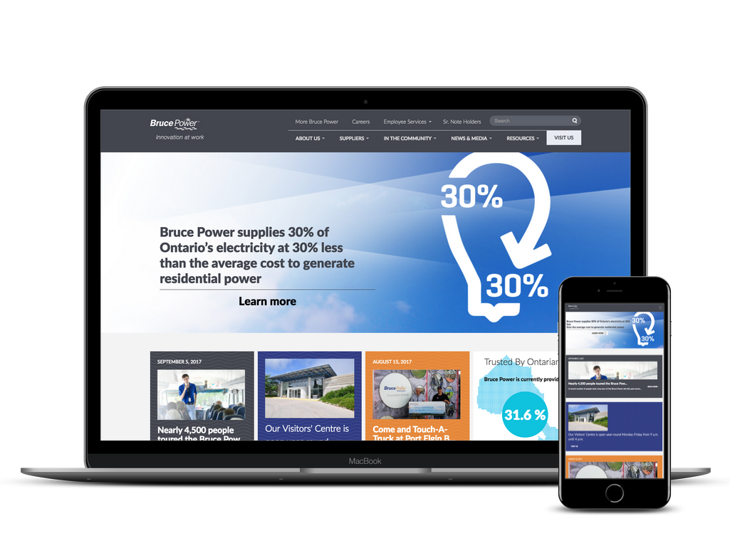 Bruce Power website on laptop and iphone
