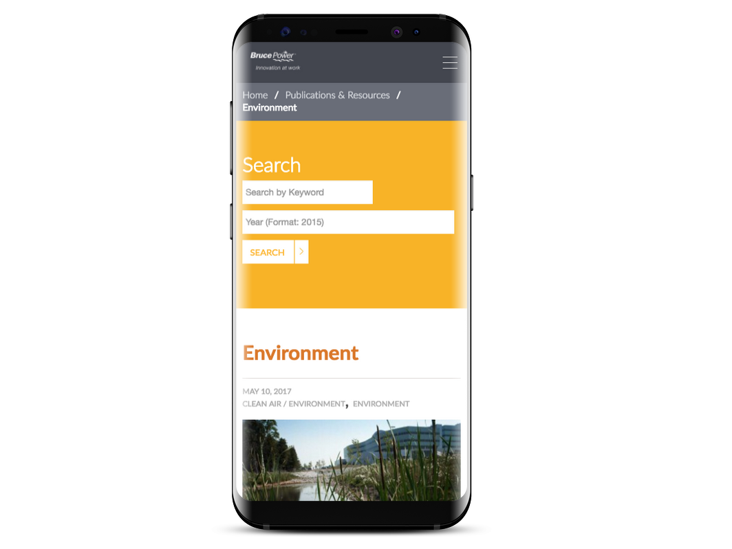 Bruce Power website on mobile device