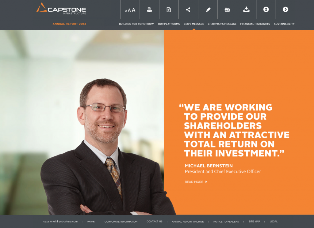 capstone infrastructure online annual report