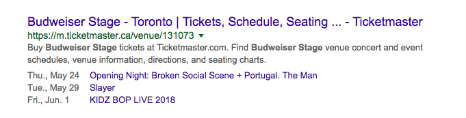 budweiser stage search results