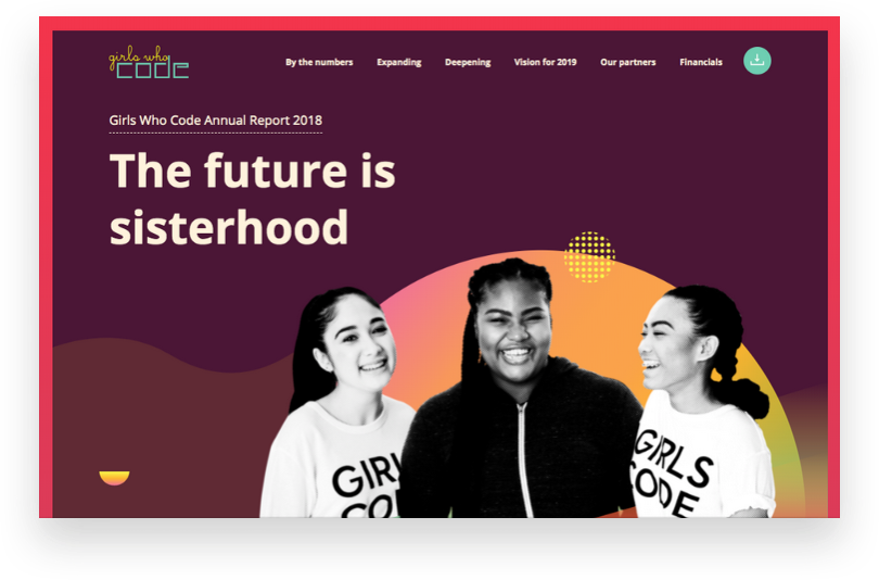 Girls Who Code Annual Report 2018 Screenshot
