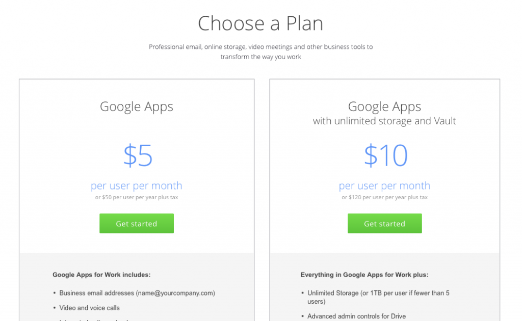 google apps for work pricing